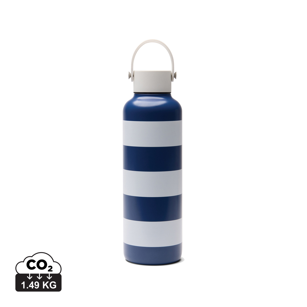 Bouteille personnalisable en inox recyclé 600 ml Lagoa bleu marine et blanc